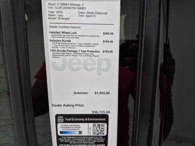 2026 Jeep Wrangler Sport S