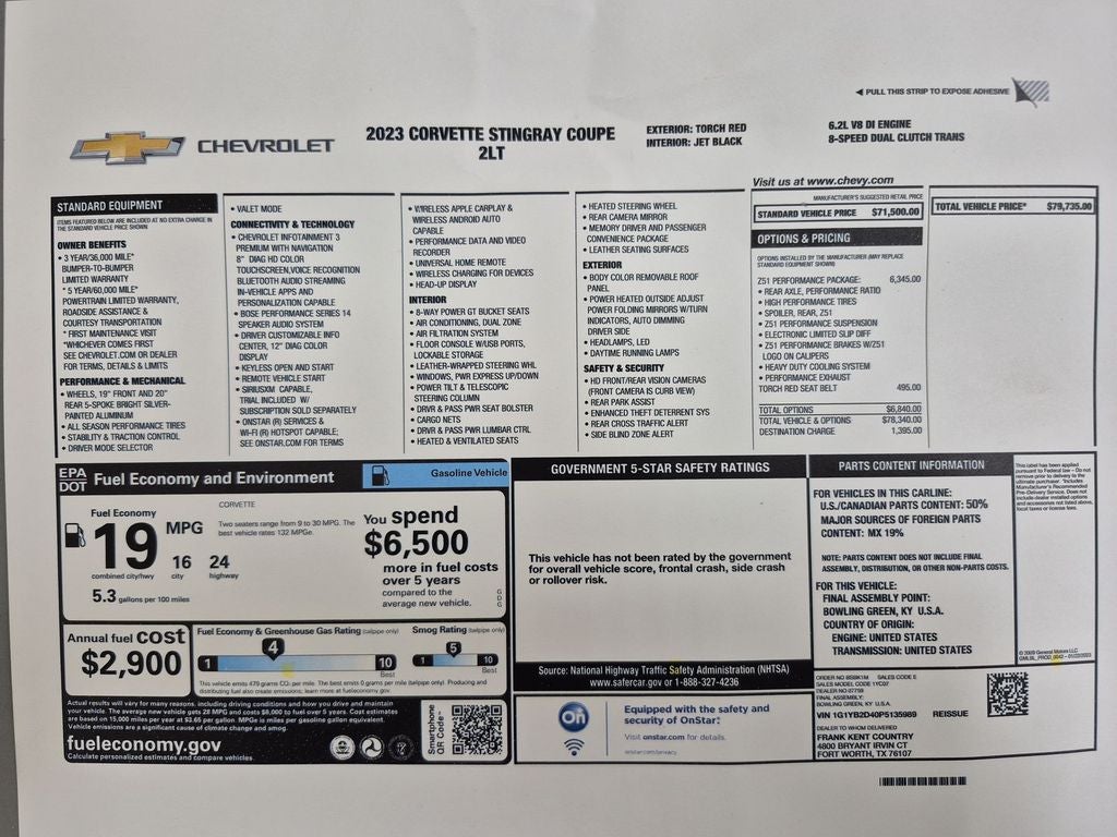 2023 Chevrolet Corvette Stingray 2LT