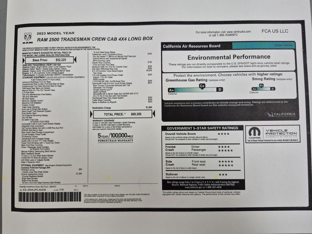 2023 RAM 2500 Tradesman Crew Cab 4x4 8' Box