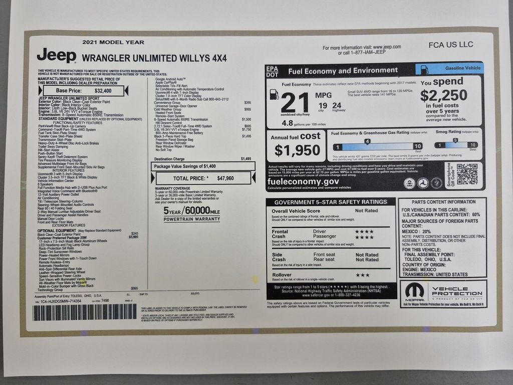 2021 Jeep Wrangler Unlimited Willys