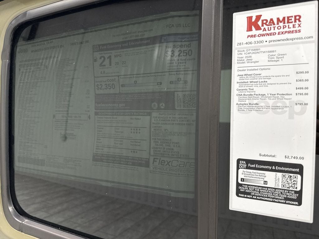 2026 Jeep Wrangler WRANGLER 4-DOOR SPORT S