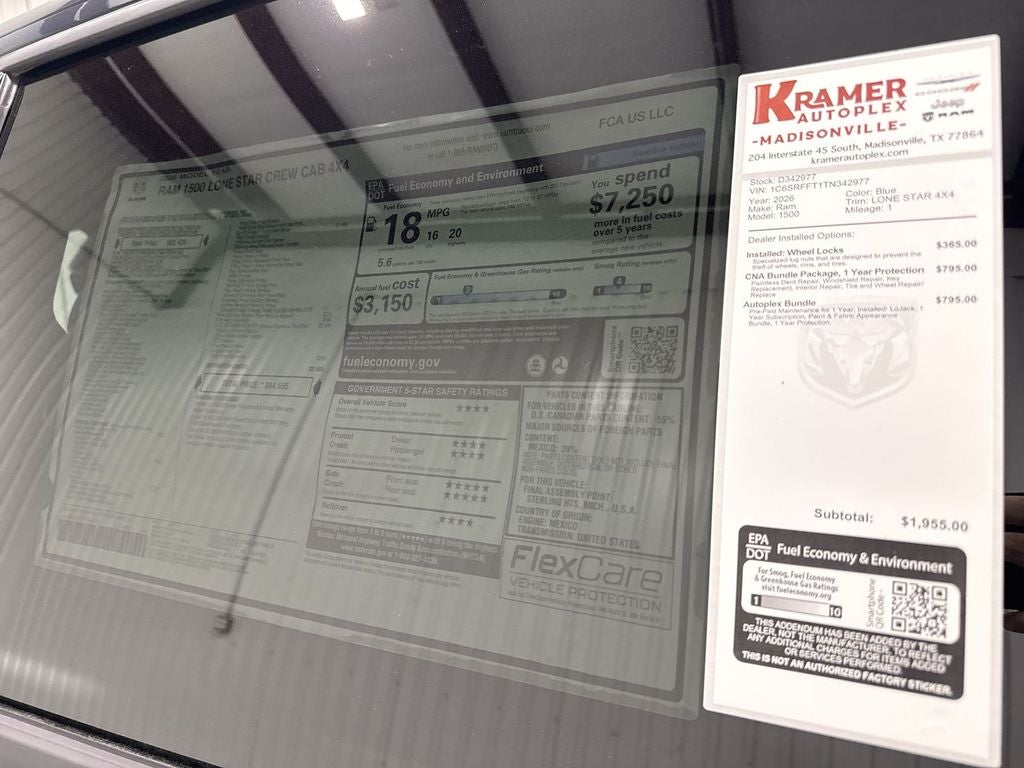 2026 RAM Ram 1500 RAM 1500 LONE STAR CREW CAB 4X4 5'7' BOX
