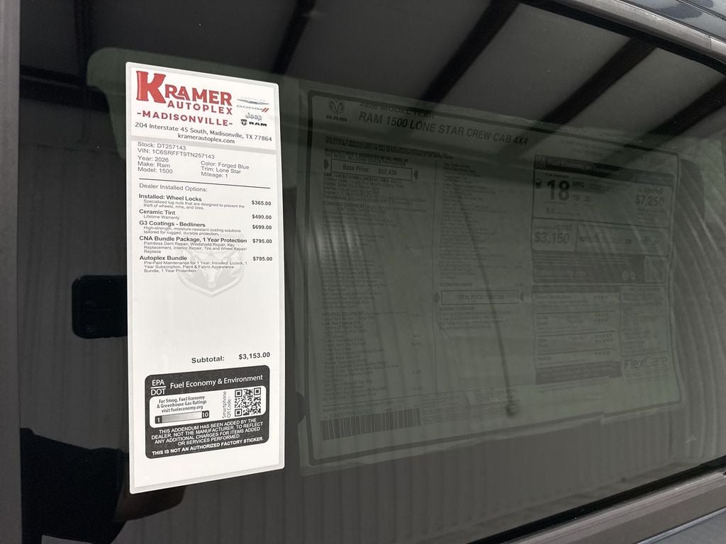 2026 RAM Ram 1500 RAM 1500 LONE STAR CREW CAB 4X4 5'7' BOX