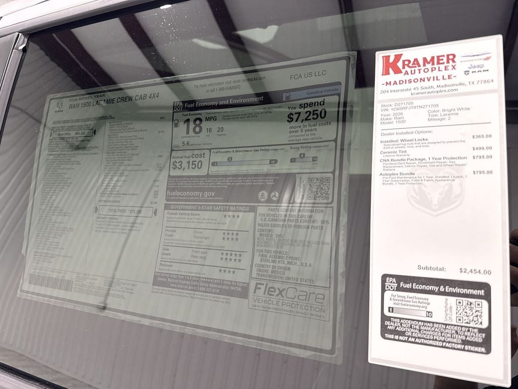 2026 RAM Ram 1500 RAM 1500 LARAMIE CREW CAB 4X4 5'7' BOX