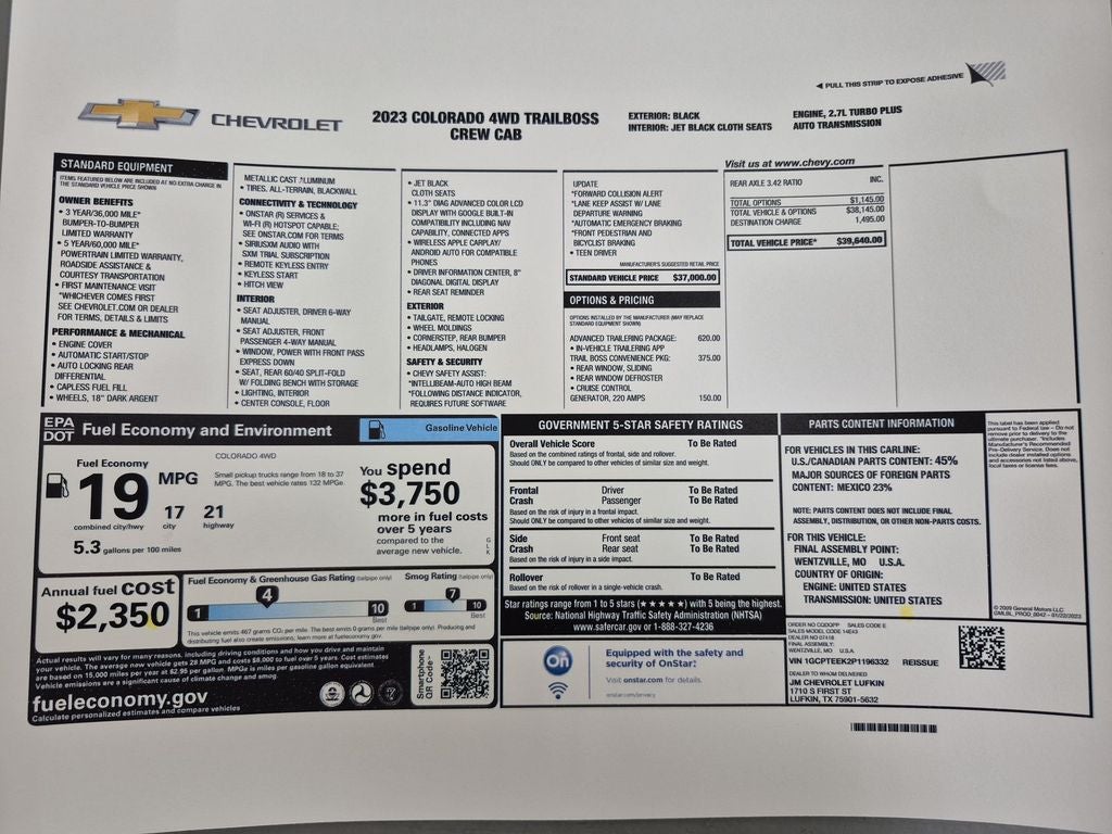 2023 Chevrolet Colorado 4WD Trail Boss