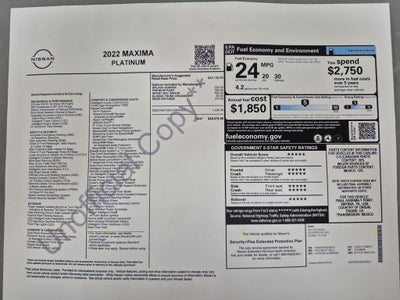 2022 Nissan Maxima Platinum Xtronic CVT