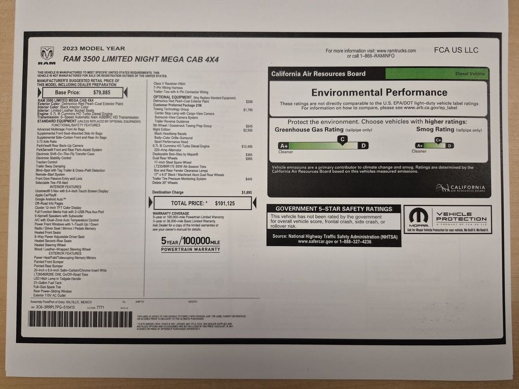 2023 RAM 3500 Limited Mega Cab 4x4 6'4' Box