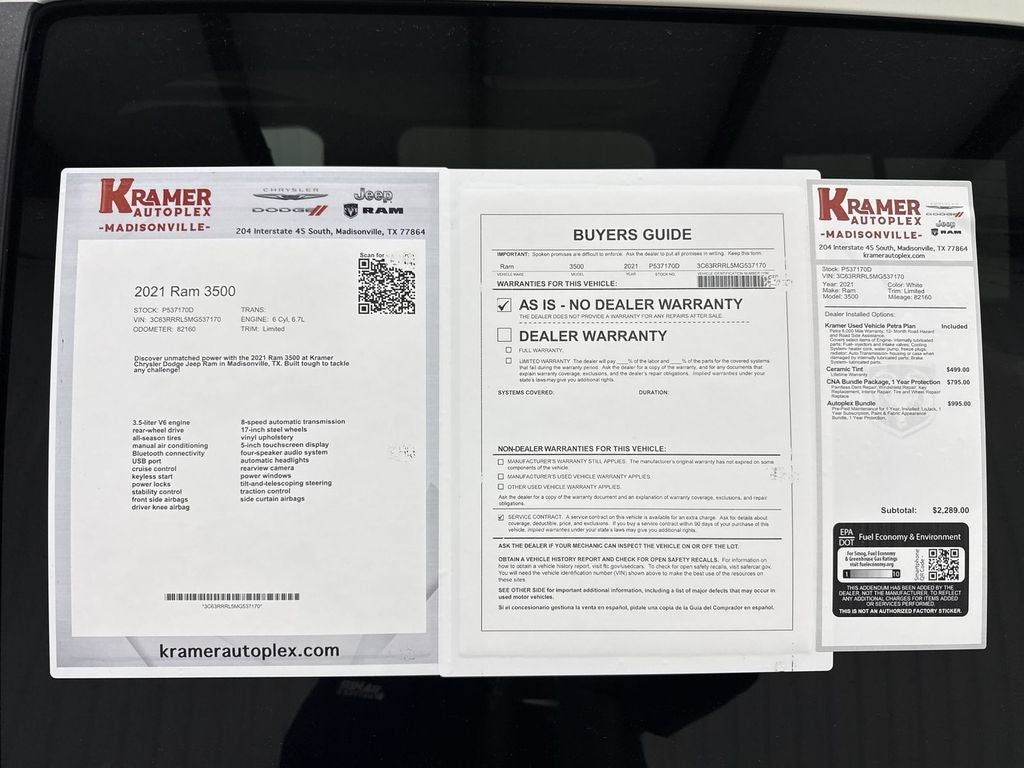 2021 RAM 3500 Limited Crew Cab 4x4 8' Box