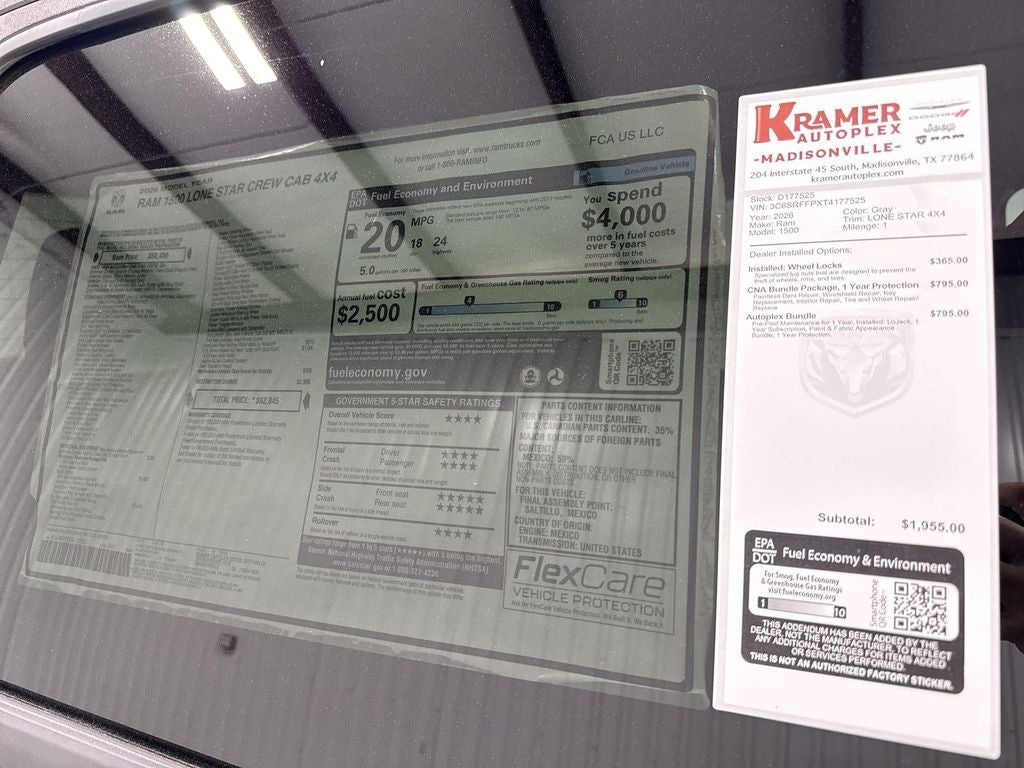 2026 RAM Ram 1500 RAM 1500 LONE STAR CREW CAB 4X4 5'7' BOX