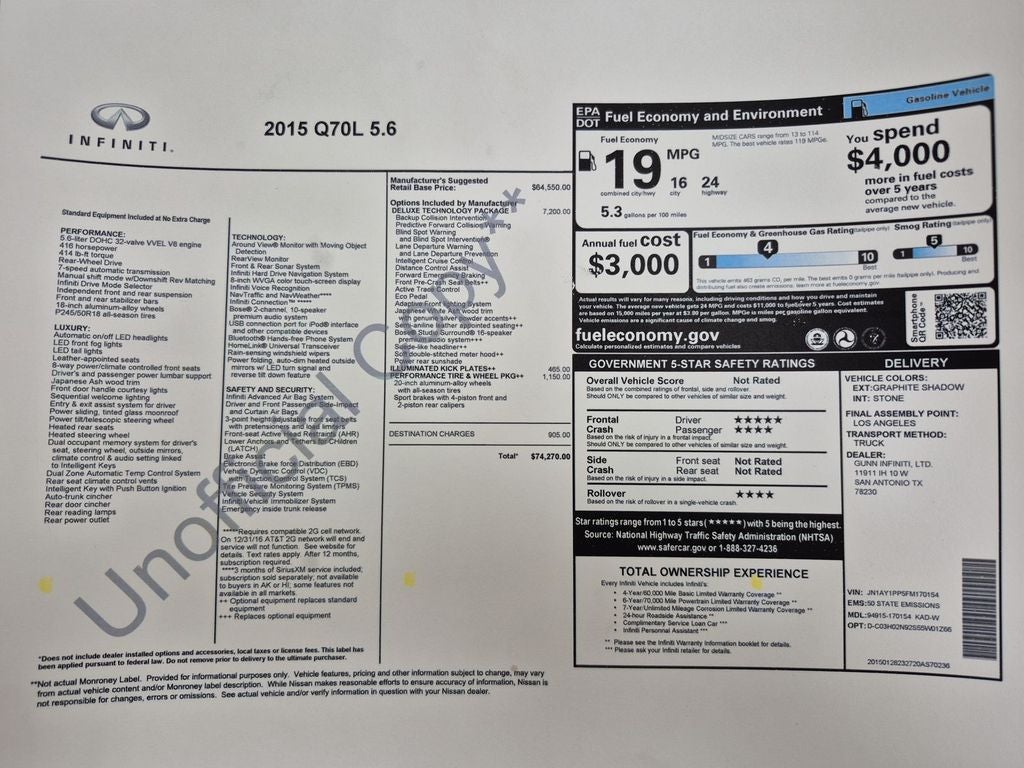 2015 INFINITI Q70L 5.6 (A7)