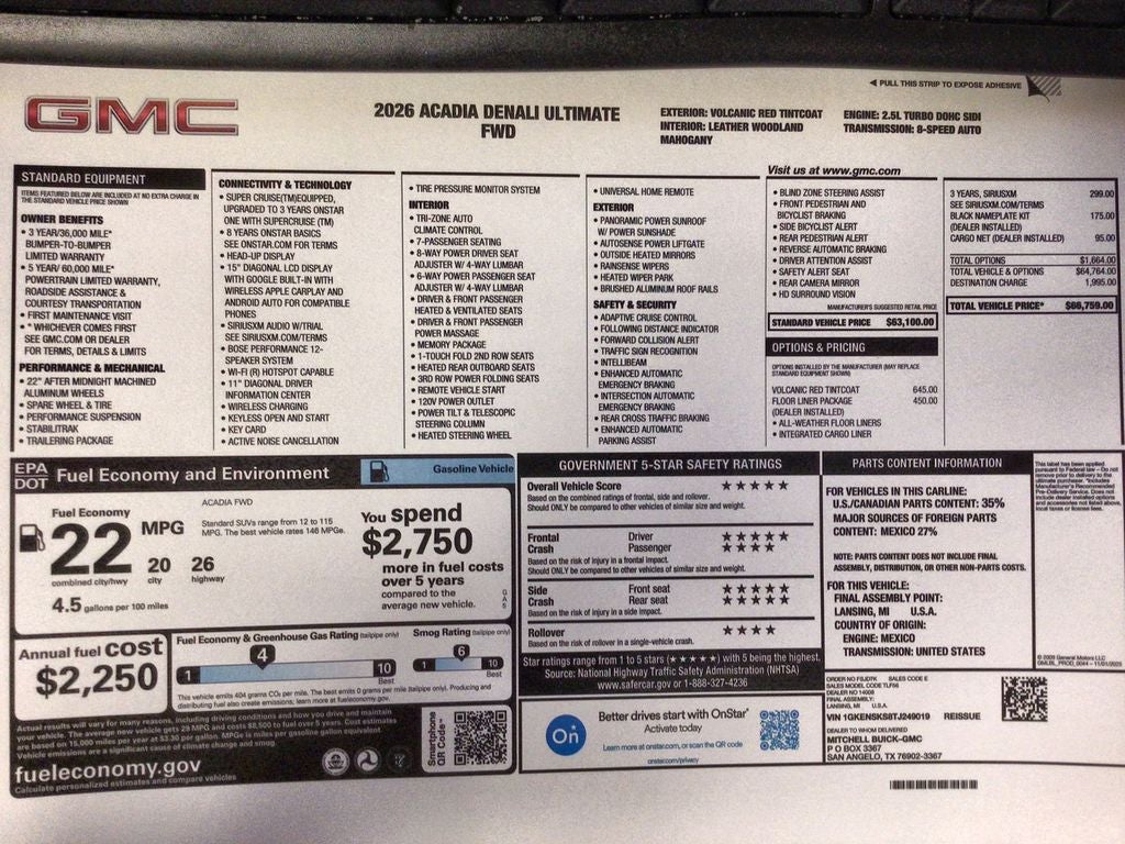 2026 GMC Acadia Denali Ultimate