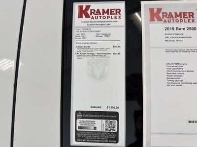 2019 RAM 2500 Tradesman Crew Cab 4x4 6'4" Box