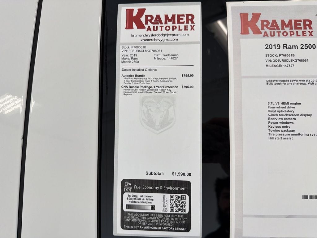 2019 RAM 2500 Tradesman Crew Cab 4x4 6'4" Box