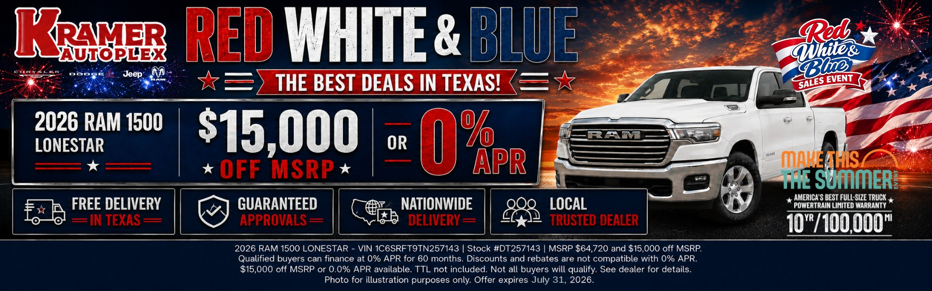 Kramer CDJR Livingston July Incentives