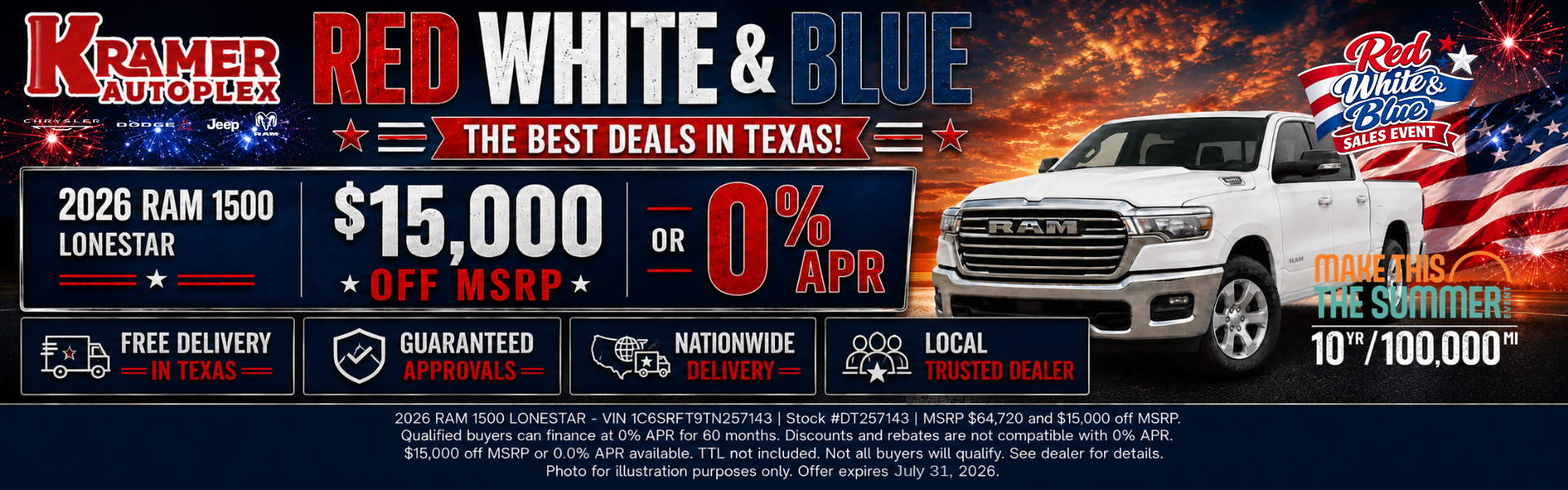 Kramer CDJR Livingston July Incentives