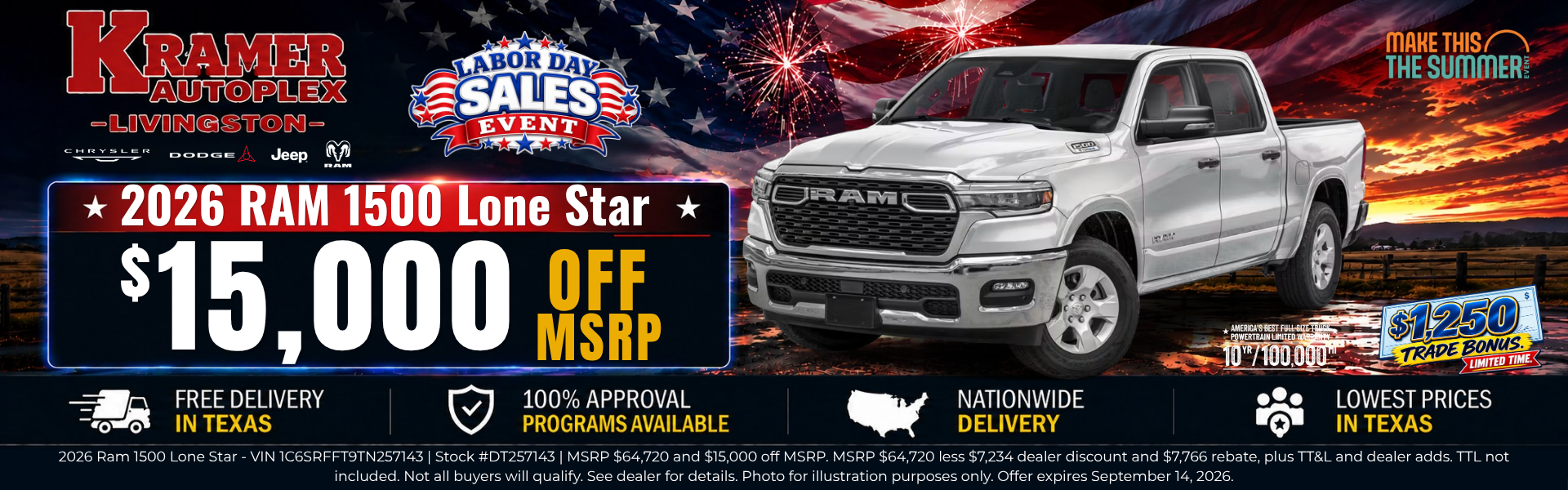 Kramer CDJR Livingston September Incentives