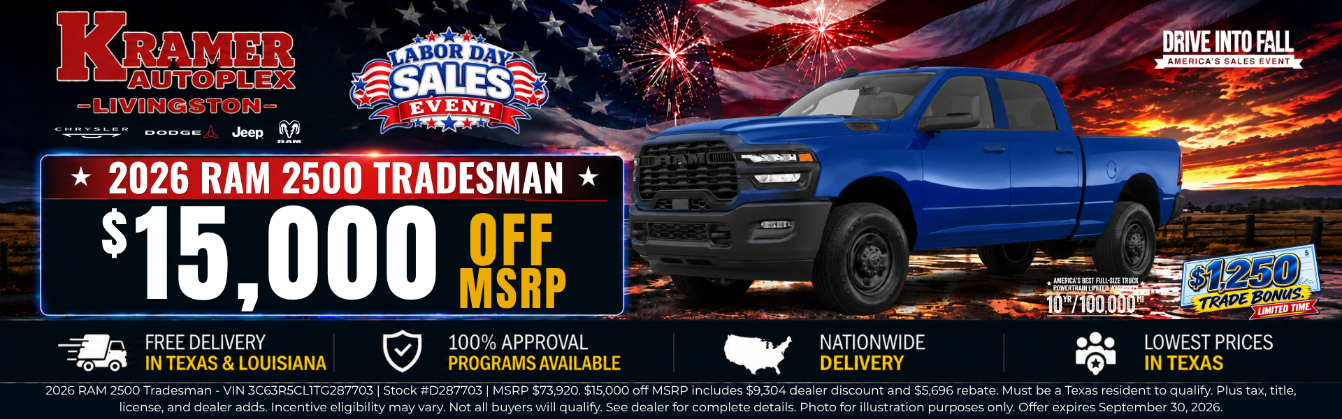 Kramer CDJR Livingston September Incentives