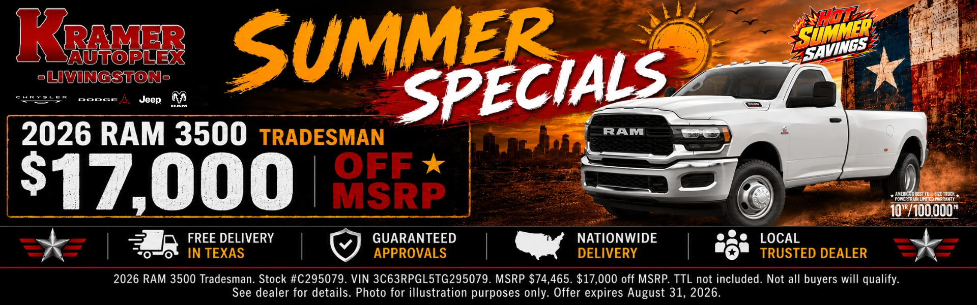 Kramer CDJR Livingston August Incentives