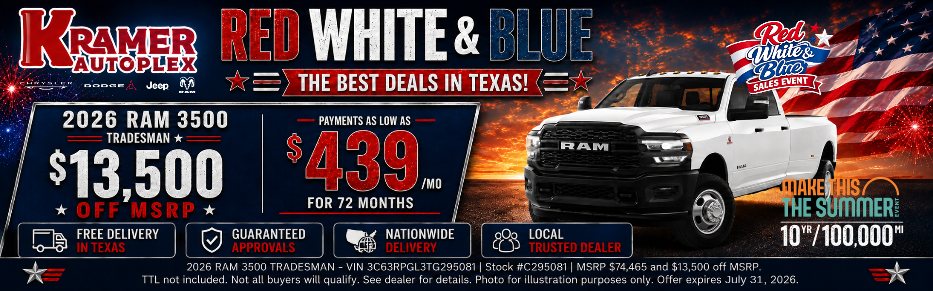 Kramer CDJR Livingston July Incentives