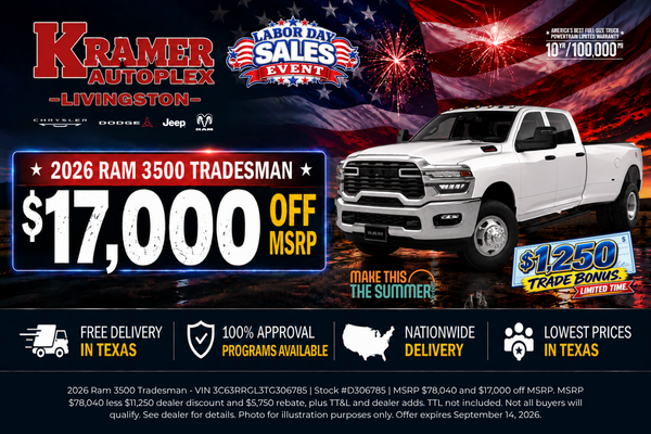 Kramer CDJR Livingston September Incentives