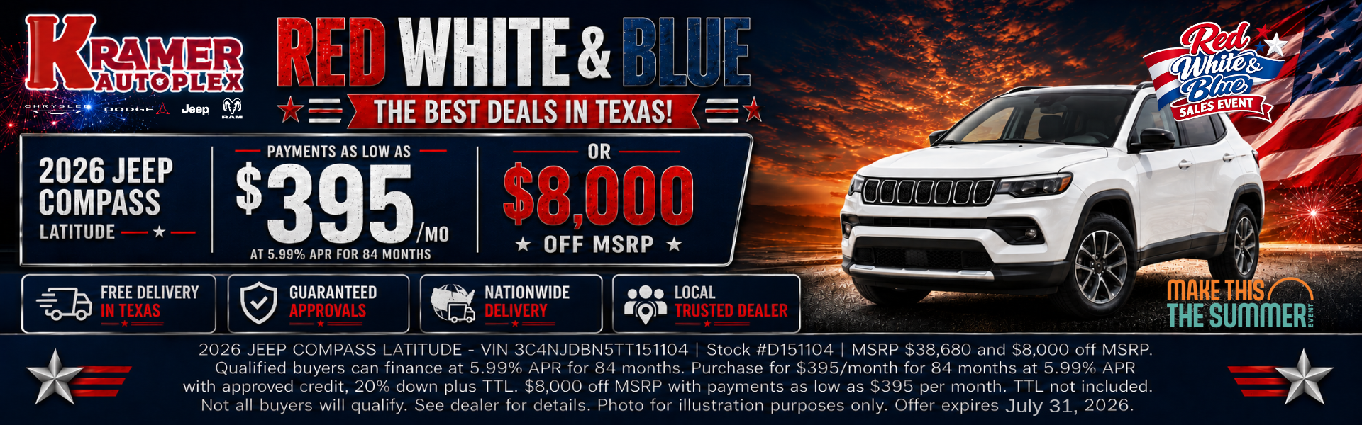 Kramer CDJR Livingston July Incentives
