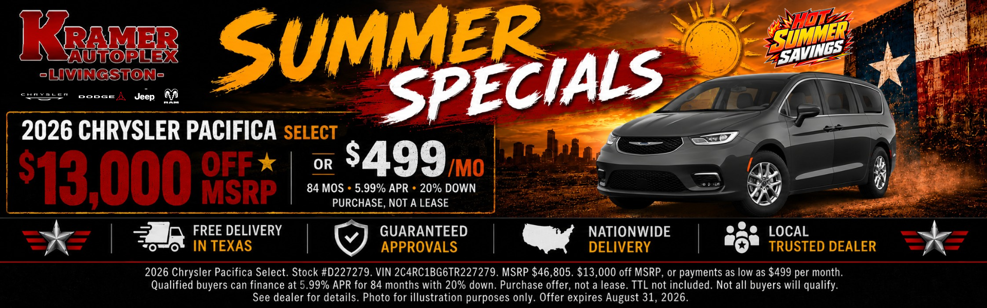 Kramer CDJR Livingston August Incentives