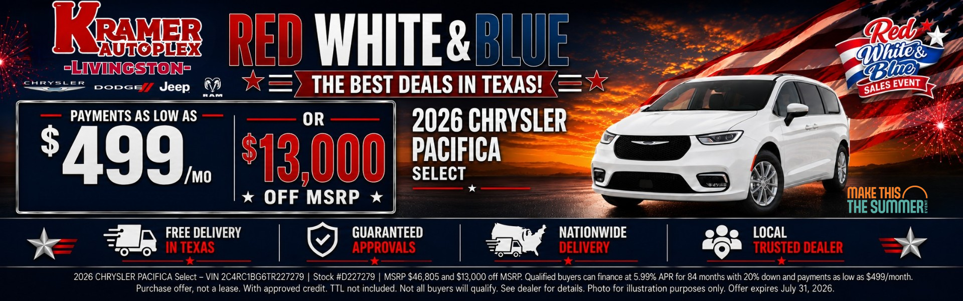 Kramer CDJR Livingston July Incentives